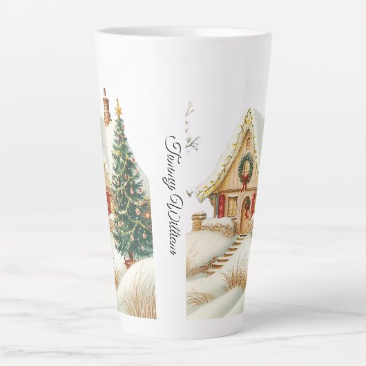 Schattigee Feestelijke  Traditionele Kerst Latte Mok (Voorkant)