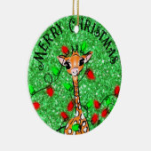 Schattigee feestelijke vakantie Giraffe twinkle ve Keramisch Ornament (Rechts)