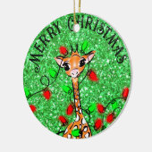 Schattigee feestelijke vakantie Giraffe twinkle ve Keramisch Ornament (Links)