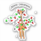 Schattigee feestelijke vakantie Giraffe twinkle ve Sticker (Voorkant)