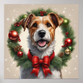 Schattigee Feestelijke Vakantie Kerstmis Terrier H Poster (Voorkant)