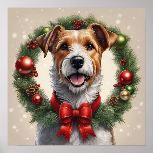 Schattigee Feestelijke Vakantie Kerstmis Terrier H Poster (Voorkant)