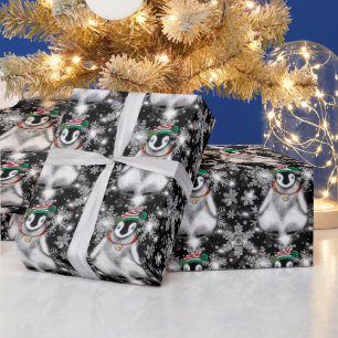 Schattigee feestelijke vakantie Pinguïn glitter sn Cadeaupapier