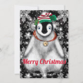 Schattigee feestelijke vakantie Pinguïn glitter sn Feestdagenkaart (Voorkant)