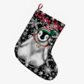 Schattigee feestelijke vakantie Pinguïn glitter sn Grote Kerstsok (Voorkant (Hangend))