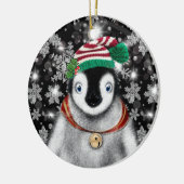 Schattigee feestelijke vakantie Pinguïn glitter sn Keramisch Ornament (Links)