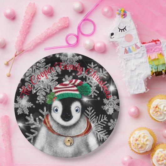 Schattigee feestelijke vakantie Pinguïn glitter sn Papieren Bordje (Feest)