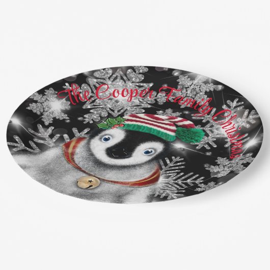 Schattigee feestelijke vakantie Pinguïn glitter sn Papieren Bordje (Gekanteld)