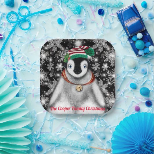Schattigee feestelijke vakantie Pinguïn glitter sn Papieren Bordje (Feest)