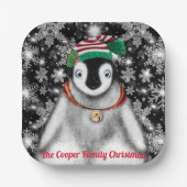 Schattigee feestelijke vakantie Pinguïn glitter sn Papieren Bordje (Voorkant)