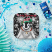 Schattigee feestelijke vakantie Pinguïn glitter sn Papieren Bordje (Feest)