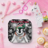 Schattigee feestelijke vakantie Pinguïn glitter sn Papieren Bordje (Feest)