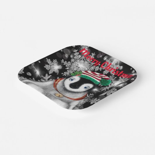 Schattigee feestelijke vakantie Pinguïn glitter sn Papieren Bordje (Gebogen)