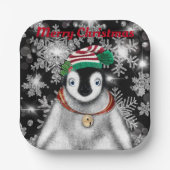 Schattigee feestelijke vakantie Pinguïn glitter sn Papieren Bordje (Voorkant)