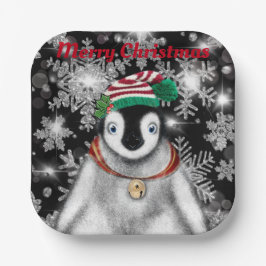 Schattigee feestelijke vakantie Pinguïn glitter sn Papieren Bordje