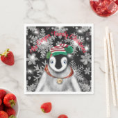 Schattigee feestelijke vakantie Pinguïn glitter sn Servet (Insitu)