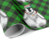 Schattigee feestelijke vakantie Pinguïn groen zwar Cadeaupapier (Rol Hoek)