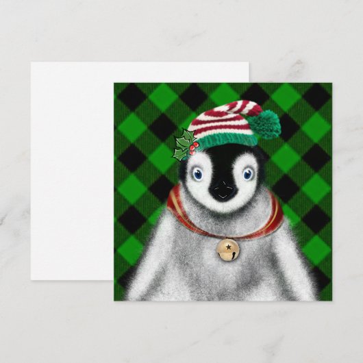 Schattigee feestelijke vakantie Pinguïn groen zwar Kaart (Voorkant / Achterkant)
