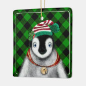 Schattigee feestelijke vakantie Pinguïn groen zwar Keramisch Ornament (Links)