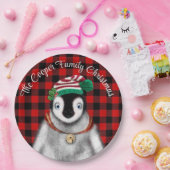 Schattigee feestelijke vakantie Pinguïn rood zwart Papieren Bordje (Feest)