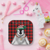 Schattigee feestelijke vakantie Pinguïn rood zwart Papieren Bordje (Feest)