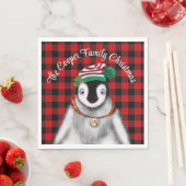Schattigee feestelijke vakantie Pinguïn rood zwart Servet (Insitu)