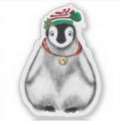 Schattigee feestelijke vakantie Pinguïn rood zwart Sticker (Voorkant)