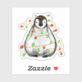 Schattigee feestelijke vakantie Pinguïns | groene Sticker (Vel)
