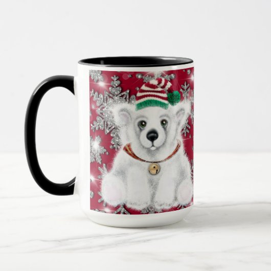 Schattigee feestelijke vakantie Polar beer glitter Mok (Links)