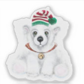 Schattigee feestelijke vakantie Polar beer glitter Sticker (Voorkant)