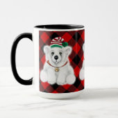 Schattigee feestelijke vakantie Polar beer rood pl Mok (Links)