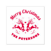 Schattigee feestelijke vrolijke kerst rendier fami  zelfinktende stempel (Design)
