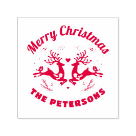 Schattigee feestelijke vrolijke kerst rendier fami  zelfinktende stempel