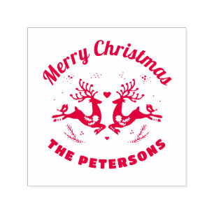 Schattigee feestelijke vrolijke kerst rendier fami  zelfinktende stempel