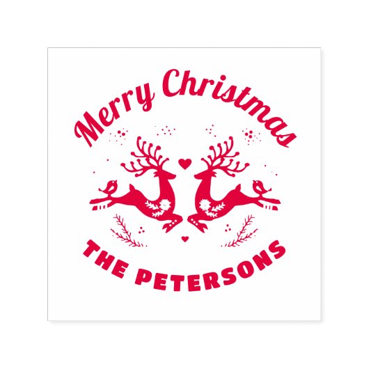 Schattigee feestelijke vrolijke kerst rendier fami  zelfinktende stempel (Design)