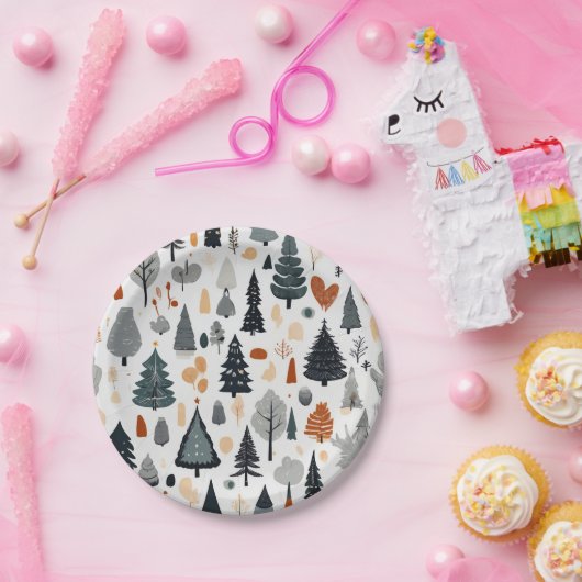 Schattigee feestelijke vrolijke kerstvakantie papieren bordje (Feest)