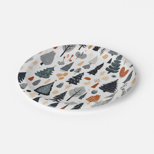 Schattigee feestelijke vrolijke kerstvakantie papieren bordje (Gekanteld)