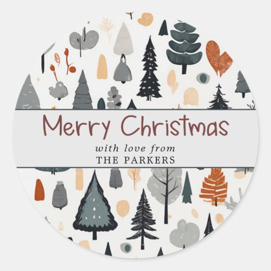 Schattigee feestelijke vrolijke kerstvakantie ronde sticker (Voorkant)