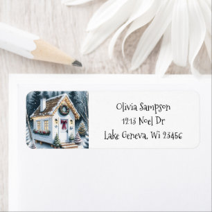 Schattigee Feestelijke Witte Tiny Home Christmas Etiket