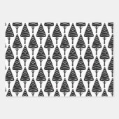Schattigee feestelijke zwart witte kerstbomen inpakpapier vel (Voorkant 2)