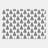 Schattigee feestelijke zwart witte kerstbomen inpakpapier vel (Voorkant)
