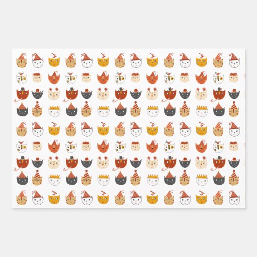 Schattigee feestkat inpakpapier vel (Voorkant 3)