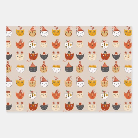 Schattigee feestkat inpakpapier vel (Voorkant 2)