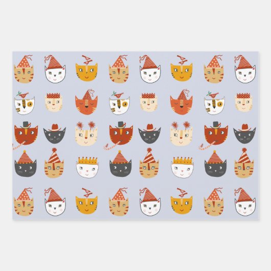 Schattigee feestkat inpakpapier vel (Voorkant)