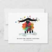 Schattigee Feestschapen met Kerstverlichting Feestdagenkaart (Voorkant)