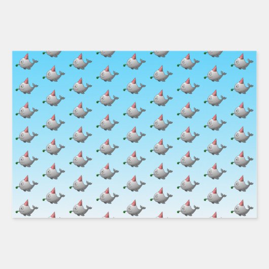 Schattigee feestwalvis inpakpapier vel (Voorkant)