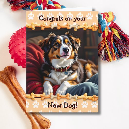Schattigee felicitaties voor je nieuwe hond kaart