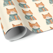 Schattigee Feline Artistic Waterverf Cat Pattern Cadeaupapier (Rol Hoek)