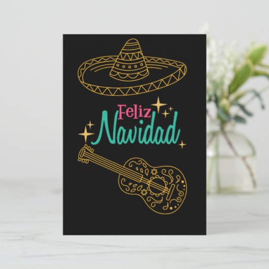 Schattigee Feliz Navidad Kerstmis Feestdagenkaart (Staand voorkant)