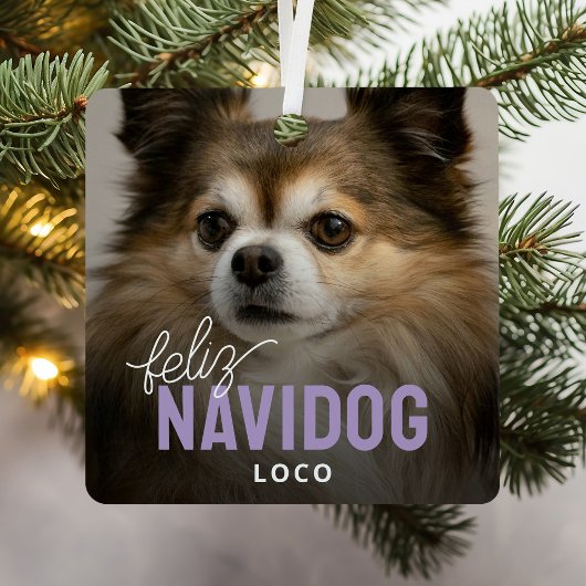 Schattigee Feliz Navidog Pet Foto Kerst Metalen Ornament